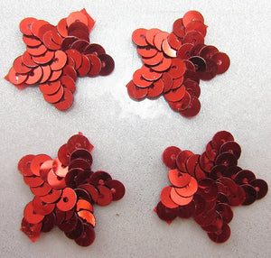 Star Set of Four with Red Sequins 1"