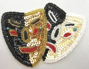 Mask for Mardi Gras Happy and Sad Face 3" x 4.5"