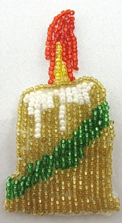 Christmas Candle, Beaded 3.25" X 1.75"