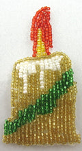 Load image into Gallery viewer, Christmas Candle, Beaded 3.25&quot; X 1.75&quot;