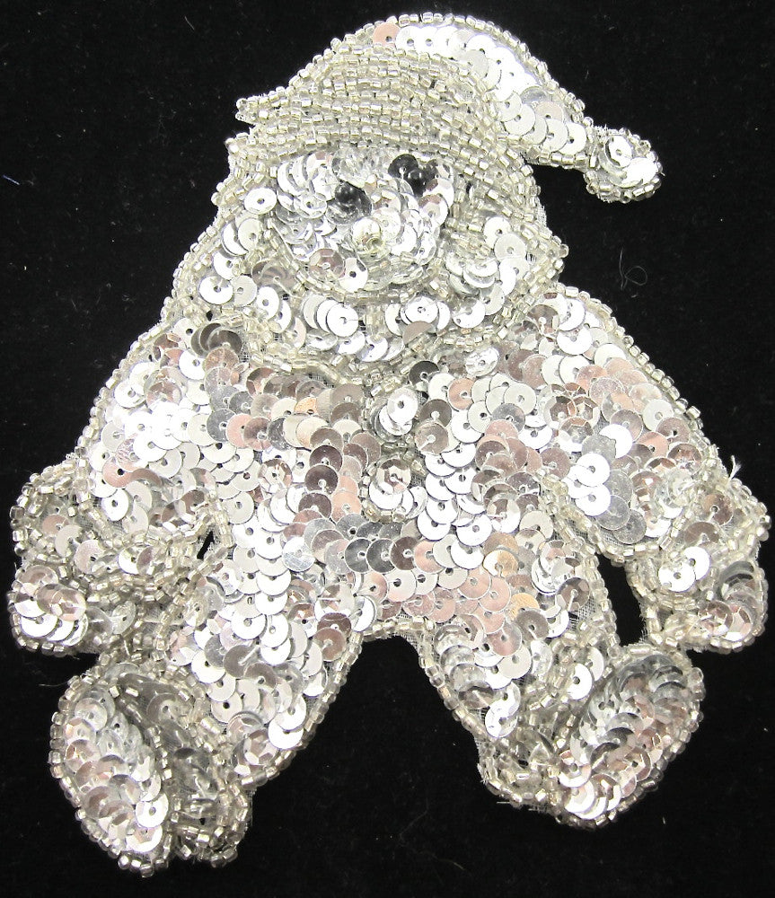 Santa Bear in Silver 5" X 4.5"