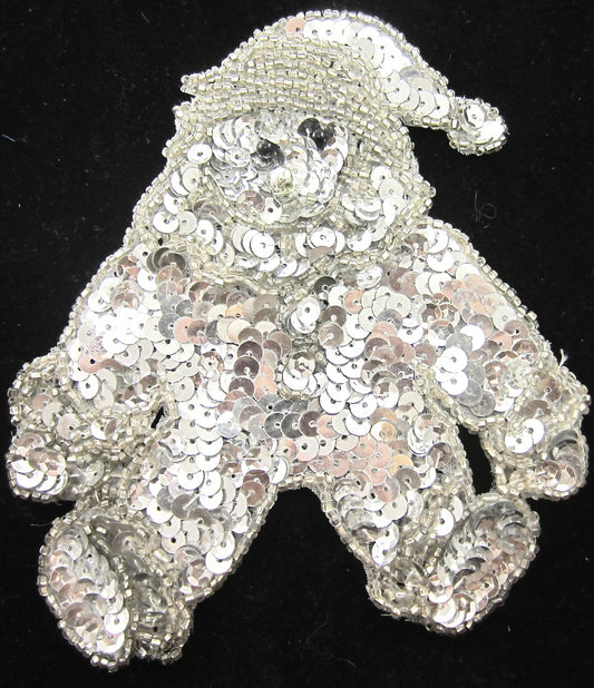 Santa Bear in Silver 5" X 4.5"