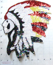 Load image into Gallery viewer, Native American Chief with White Moonlight Red Yellow Sequins, Black Beads in two variants