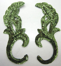 Load image into Gallery viewer, Designer Motif Pair with Forest Green Sequins 8&quot; x 3.25&quot;