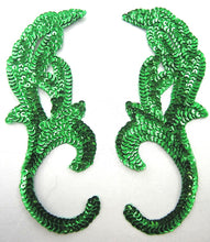 Load image into Gallery viewer, Designer Motif Pair with Green Sequins 8&quot; x 3.25&quot;