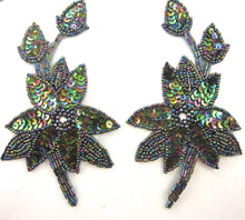 Load image into Gallery viewer, Flower Pair with Shiney Moonlite Sequins and Beads 6&quot; x 3.5&quot;
