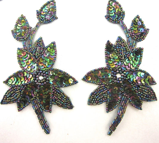 Flower Pair Moonlight Sequins and Beads 6" x 3.5"