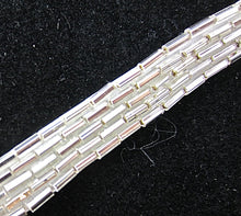 Load image into Gallery viewer, Trim 5 Row Silver Beads 1 yard 25&quot; Remnant 1.4&quot;