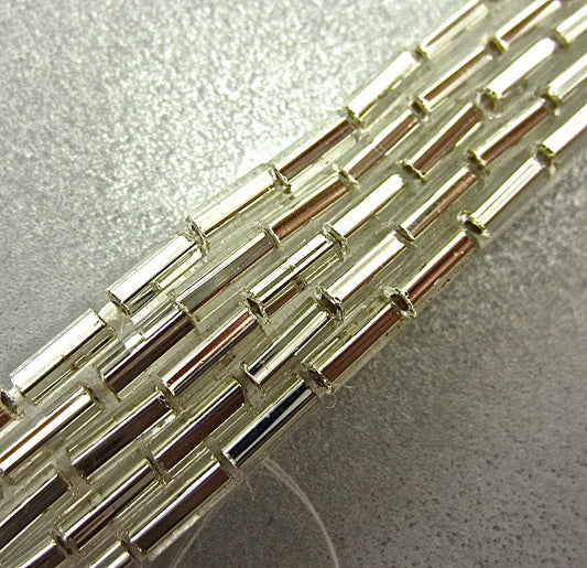 Trim 5 Row Silver Beads 1 yard 25" Remnant 1.4"