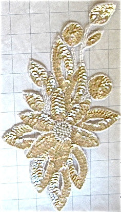 Flower with Beige Sequins and Beads 11.5" x 6.5"