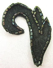 Load image into Gallery viewer, Designer Motif with Dark Forrest Green Satin and Beads 2.25&quot; x 1.5&quot;