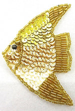 Load image into Gallery viewer, Fish Yellow Gold Iridescent Sequins and Beads 3&quot; x 2&quot;