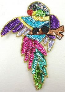 Parrot Multi-Colored Sequins and Beads 8.5" x 6"