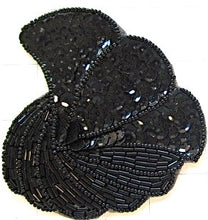 Load image into Gallery viewer, Sea Shell Shaped with black Sequins and Beads 4&quot; x 4&quot;