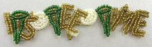 Load image into Gallery viewer, 10 PACK Golf Word  &quot;It&#39;s Tee Time&quot; Beaded Applique 1&quot; x 4&quot; - Sequinappliques.com