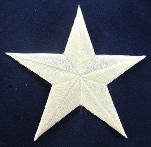 Star, White Embroidered Iron-On 3"