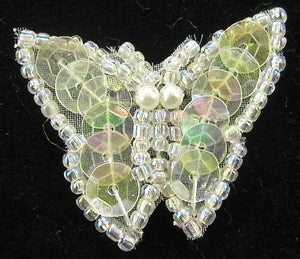 Butterfly with Iridescent Sequins and Beads 1" x 1.25"