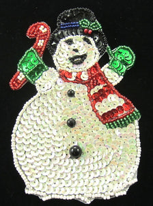 Snowman with Candy Cane 5" x 3"