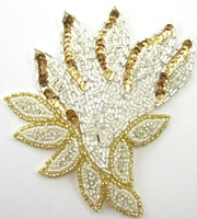 Designer Motif Leaf with Iridescent Bead Gold Sequins 5