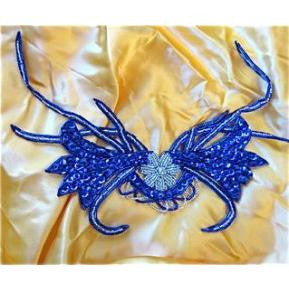 Blue Lily Flower - Sequin Glass Beads 10" x 7"