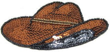 Load image into Gallery viewer, Cowboy Hat with Bronze Sequins 5.5&quot; x 3&quot;