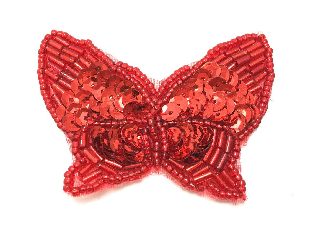 Butterfly with Red sequins and Beads 2.5