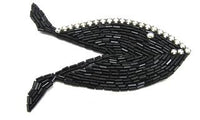 Fish Shaped Motif with Black Beads and Rhinestones