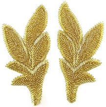 Load image into Gallery viewer, Leaf Pair with Gold Beads 6&quot; x 2.5&quot;