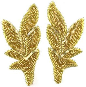 Leaf Pair with Gold Beads 6" x 2.5"
