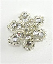 Load image into Gallery viewer, Flower with Silver Beads and Acrylic Rhinestones 1&quot;