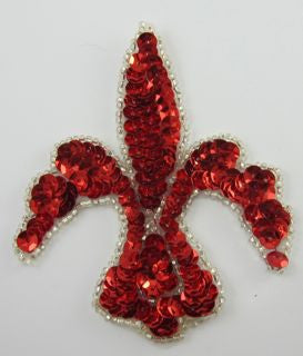 Red Sequin Motif With Silver Beaded Trim 3.5