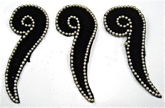 Designer Motif Set of Three Velvet with Gold Beads 3.5
