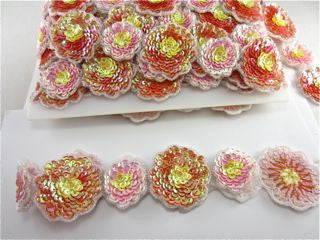 Trim Custom Designed with Multi-Colored Pinks and Yellow 2" Sold by Yard