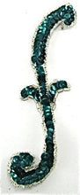 Load image into Gallery viewer, Designer Motif with Emerald Green Sequins and Silver Beads 2&quot; x 5.5&quot;