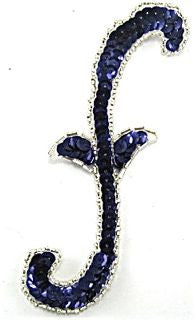 Diseño de motivo con lentejuelas moradas y abalorios plateados 2" x 5.5"