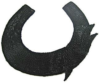 Designer Motif Neck Line with Black Beads and Leaf 10.5" x 10"