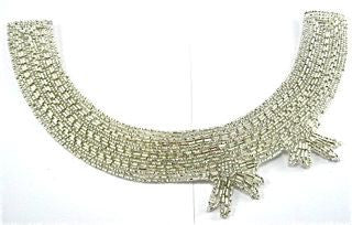Designer Motif Neck Line with Silver Beads and Beaded Bow 9" x 6"