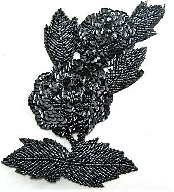 Floral Motif Charcoal Large 8" x 5"