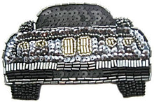 Load image into Gallery viewer, Auto Patch with Charcoal, Black, Silver Sequins and Beads 4&quot; x 2.5&quot;