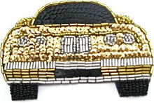 Load image into Gallery viewer, Auto Patch with Gold/Black Sequins and Silver Beads 4&quot; X 2.5&quot;