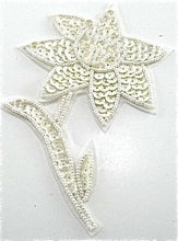 Load image into Gallery viewer, Flower with White Sequins and Beads 5.5&quot; X 4&quot;.