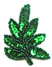 Load image into Gallery viewer, Leaf with Green Sequins and Beads 2&quot; x 1.5&quot;