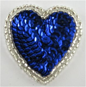 Heart with Royal Blue Sequins 3" x 2.5"