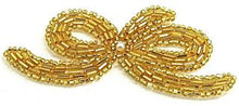 Load image into Gallery viewer, Bow with Gold Beads and Sequins with Pearl 4&quot; x 1.5&quot;