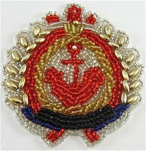 Load image into Gallery viewer, Anchor Nautical Emblem with all Beads 2.5&quot; x 3&quot; - Sequinappliques.com