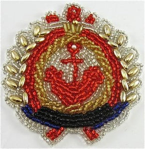 Anchor Nautical Emblem with all Beads 2.5" x 3" - Sequinappliques.com