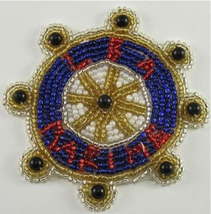 Nautical Ship Wheel "Marine" with Beads 3"