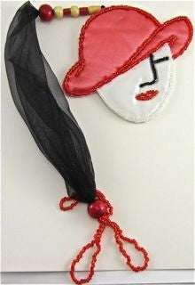 Lady Face with Satin and Beads 8" x 5.5"