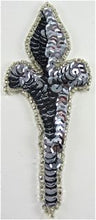 Load image into Gallery viewer, Design Motif with Charcoal Sequins and Silver Beads 5&quot; x 2&quot;