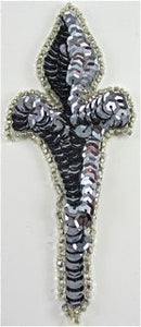 Design Motif with Charcoal Sequins and Silver Beads 5" x 2"